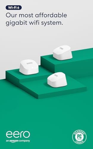 Amazon eero 6+ mesh wifi system - Supports internet plans up to a Gigabit, Coverage up to 4,500 sq. ft., Connect 75+ devices, 3-pack by Unknown