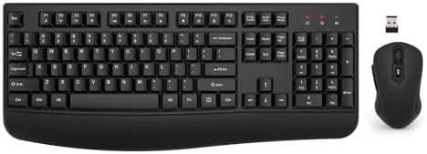 Wireless Keyboard and Mouse Combo, EDJO 2.4G Full-Sized Ergonomic Computer Keyboard with Wrist Rest and 3 Level DPI Adjustable Wireless Mouse for Windows, Mac OS Desktop/Laptop/PC by EDJO