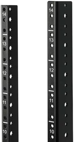 Tecmojo 14U Vertical Rack Rail Pair Kit DIY Rack Rails Kit, 12-24 Screws Included to Mount Equipment 2U-20U by Tecmojo
