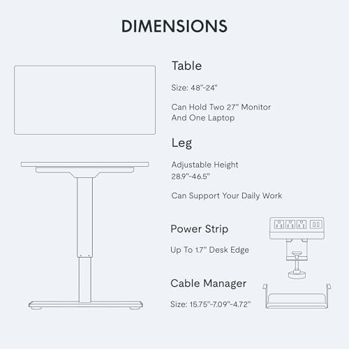 FLEXISPOT EN2 48"x24" Standing Desk with Power Strip Bundle, White - Image 6
