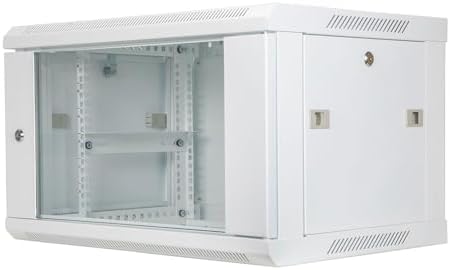 NavePoint 6U Network Cabinet with Glass Door – 6U Wall Mount Server Cabinet White 19” Rack for IT Equipment, AV Devices, Networking Equipment –23” Deep Server Rack Enclosure by NavePoint