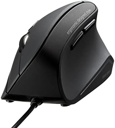 SANWA Wired Ergonomic Vertical Mouse, Silent Click & Remap with Software by SANWA