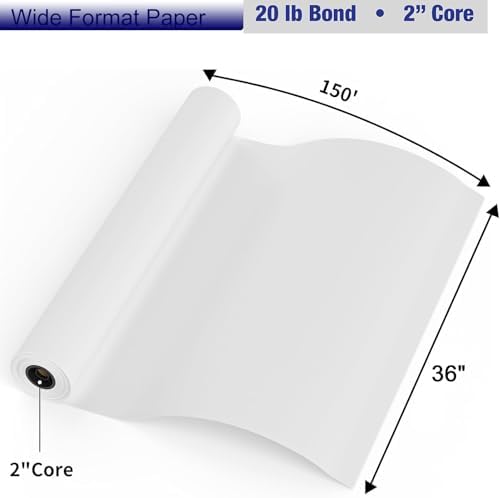 FungLam Plotter Paper 36 x 150-4 Rolls Wide Format Paper 36 In x 150 Ft, 20lb CAD Bond Rolls on 2" Core for CAD Printing on Wide Format Ink Jet Printers - Image 2
