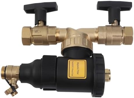 Magnetic Central Water Heater Filter with Stainless Steel Mesh, Engineering Plastic and Brass Housing, Threaded Connection DN20-DN32, for Boiler Sludge Separator and HVAC System(DN25/1 male valve) - Image 3