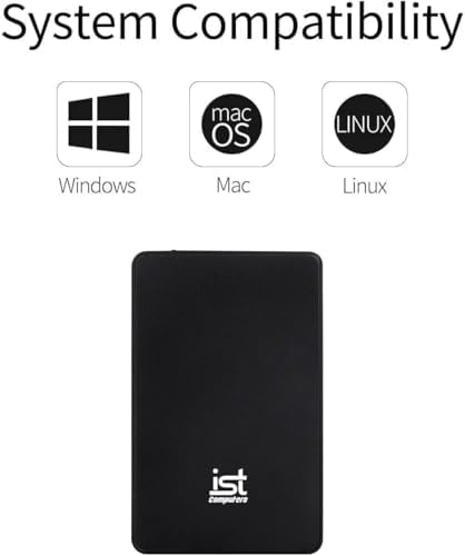 ist computers 1TB External Hard Drive, USB 3.0, Ultra Slim Portable HDD Storage for PC & Mac Laptop, Desktop, PS4, PS5, Xbox One External Storage, Plug and Play Backup Drive, Home, Business, Black - Image 2