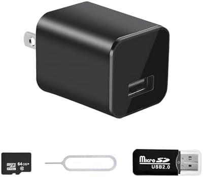 NJINALW USB Charger Hidden Camera, 1080P Small Camera with Motion Detection, Camera with 64GB Micro SD Card Included, Nanny Camfor Home, Window, Indoor and Security (No WiFi) by NJINALW