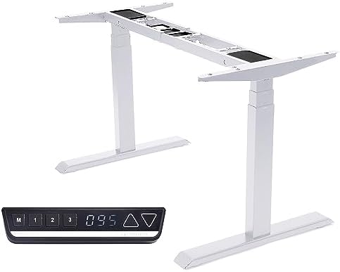 Fromann Dual Motor Standing Desk Frame 3 Tier Legs Sit Stand up Electric Height Adjustable Desk Base for Home and Office (White) by Fromann