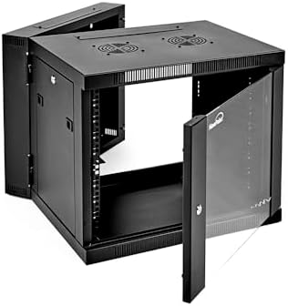 NavePoint 9U Wall Mount Cabinet with Hinged Back - 25.5” Deep, Server Rack Enclosure with Locking Glass Door and Removable Side Panels, Network Cabinet with 2 Fans, Pre-Assembled - Image 5