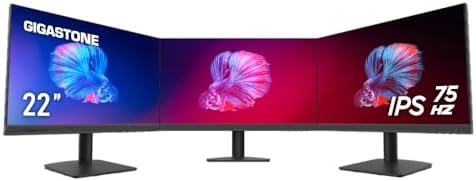 Gigastone 22 inch IPS LED Back Light Monitor 3-Pack 75Hz FHD 1920 x 1080, 1080P 178° Wide View Frameless, Dual Monitor, 4ms, Eye Care Technology, Ergonomic Tilt VESA Mount, HDMI VGA by Gigastone