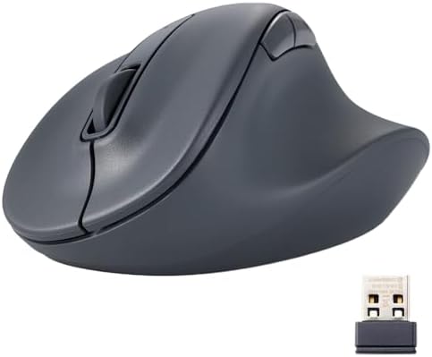 ELECOM Wireless Ergonomic Shape Mouse, 2.4GHz with Mini USB Receiver, Silent Click, Right Hand 2000DPI, 5 Buttons, Optocal Sensor, Compatible with PC, Mac, Laptop, EX-G, Lsize Black (M-XGL30DBSKBK) by ELECOM