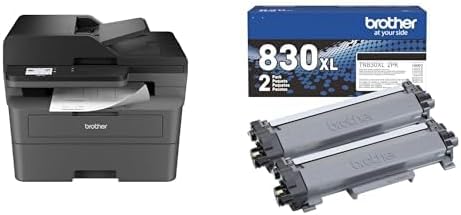 Brother MFCL2820DW Printer and TN830XL 2-Pack Black High Yield Toner by Brother