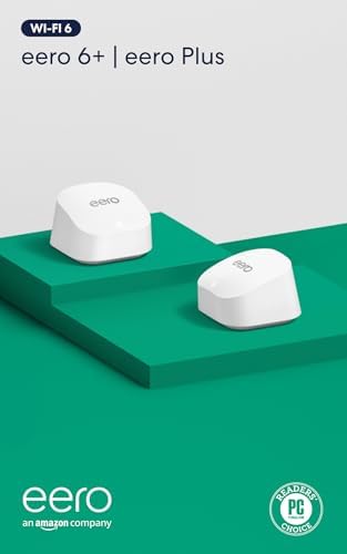 Amazon eero 6+ mesh wifi system with 1 month free eero Plus (auto-renews) - Coverage up to 3,000 sq. ft., Connect 75+ devices, 2-pack by Unknown