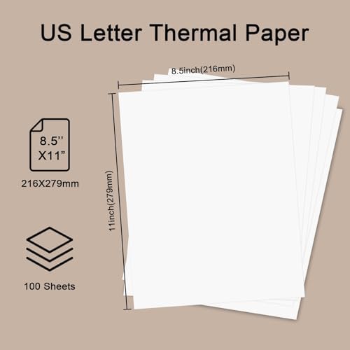 Thermal Paper 8.5 x 11 Inch for Thermal Printers, 100 Sheets, BPA-Free - Image 3