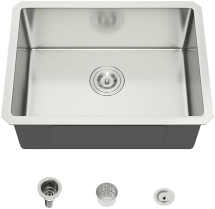 Mocoloo 22 Inch Undermount Bar Sink - 22" x 16" Small Kitchen Sink T304 Stainless Steel Handmade Single Bowl Round Corner Under Counter Wet Bar Sink for Kitchen Prep & RV by MocolooHome