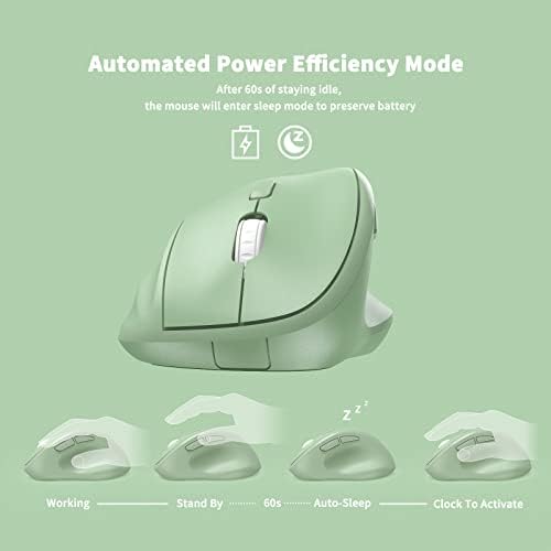 Ergonomic Wireless Mouse with USB Receiver for PC Computer, Laptop and Desktop, Ergo Vertical Mouse with Silent Clicks Long Battery Life, Up to 1600 DPI & 1 AA Battery Powered, Green - Image 2