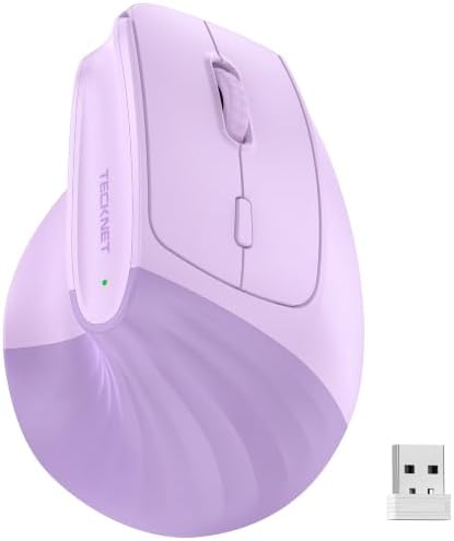 TECKNET Vertical Ergonomic Wireless Bluetooth Mouse, Silent Rechargeable Bluetooth Mouse(BT 5.0/5.0+2.4G), 5-Level 4800 DPI, 200H Long Battery Life, Compatible with Windows/Mac/Linux/Android/Chrome by Tecknet