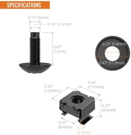 Tecmojo Rack Mount Screws Kit 50 Pack - 10-32 Rack Mount Cage Nuts, Screws and Washers, for Network Racks, Enclosures and Server Cabinets, Tapped Hole and Square Installation - Image 3