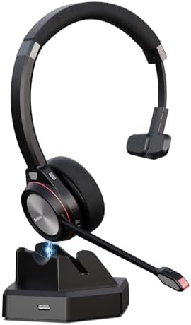 Bluetooth Headset with Microphone & Mute Button, 30 Hrs Working Time, Mono Noise Cancelling for PC Laptop Teams Zooms Work Business Meeting by Beebang
