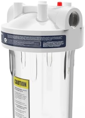 Whirlpool 10" x 4.5" Large Capacity Whole House Water Filter System WHKF-DWHBB, 1" Metal Port, Home Water Pre-Filtration for Well and City Water, Clear Housing, Timer Included for Replacement Filter - Image 3