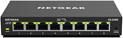 NETGEAR 8 Port Gigabit Ethernet Managed Network Switch (GS308E) - Desktop or Wall Mount, Home Network Hub, Office Ethernet Splitter, Silent Operation by NETGEAR