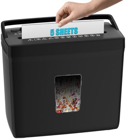 Woolsche Paper Shredder for Home,5 Sheet Desktop Cross Cut with 2.38-Gallon Basket Shredder,P-4 Security Level, 4-Mode Design, Shreds Paper/Credit Card - Durable, with Jam Proof Function for Home by Woolsche