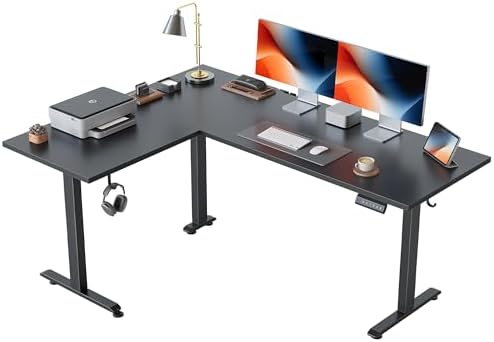 Agilestic L Shaped Standing Desk 63 inch Adjustable Height, Electric Corner Standing Desk, Sit Stand Computer Table with Splice Board, Black by Agilestic