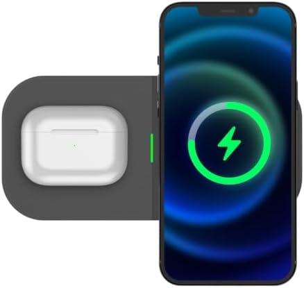 Dual Wireless Phone Charger for Dual Devices, 20W Fast Wireless Charging Pad/Mat for Apple iPhone, for AirPods, for Samsung Phone, for Google Pixel, and All Qi-Enabled Devices (Grey-and-Black) - Image 4