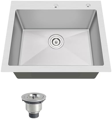 25x22 Drop In Single Bowl 25 Inch Topmount Handmade Kitchen Sink - Image 2