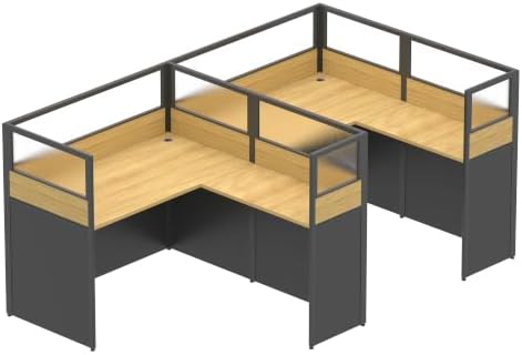 Nykto Office CubicleDesk with Mute Privacy Panels (B2 Person-S, Walnut) - Image 2