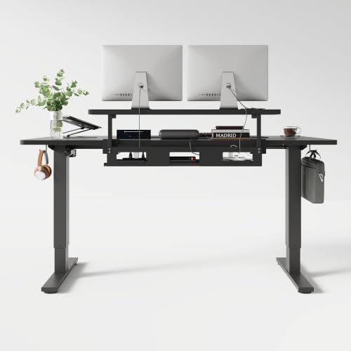 FlexiSpot Under Desk Cable Management Tray with Monitor Riser, No Drill - Image 7