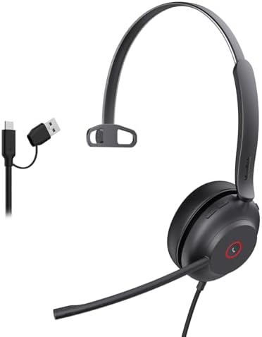 Yealink UH37 PC Headset with Mic for Computer Wired Headphones with USB-C/A by RedefineYourWorkplace