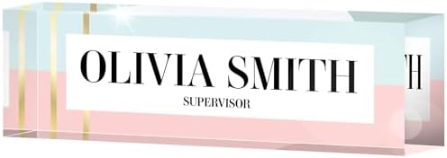 Desk Name Plate Personalized, Custom Name Plates 2½/x8 Inches, Thick Crystal-Clear Acrylic, Gift Box, Office Desk Decor. USA Made by ACRYLUXE (Soft) by MySignCenter