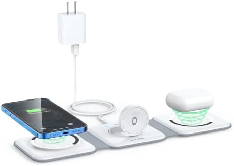 3 in 1 Wireless Charging Station for Apple,Foldable Magnetic Travel Charger by RTOPS
