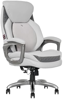 Sharper Image S600 Active Lumbar Ergonomic Bonded Leather Swivel Executive Massage Chair, White/Gray by Unknown