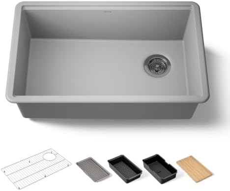 Kohler 33712-PC-CM4 Billings® 29" undermount single-bowl workstation kitchen sink, Matte Grey by Unknown