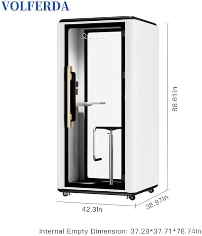 Soundproof Office Pod Booth, Quiet Meeting Pod with Acoustic Panels, Portable Modular Pod, Privacy Booth for Private Phone Calling, Single Person Workspace with Sound Isolation (White) - Image 2