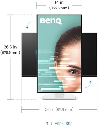 BenQ GW2790TC 27" IPS Computer Montior, 1080P FHD, 144Hz, Height and Tilt Adjustable, Home Office, USB-C, Visual Optimizer, Flicker-Free, Low Blue Light, Ultra Slim Bezel, TUV-Certified, Eye-CareU - Image 7