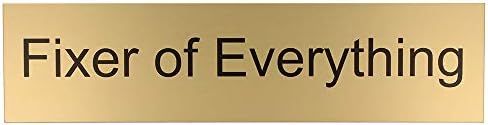 ExcelMark Fixer of Everything Desk Plate – 2"x 8"Novelty Name Plate – Gold Name Plate with Black Desk Holder - Image 3