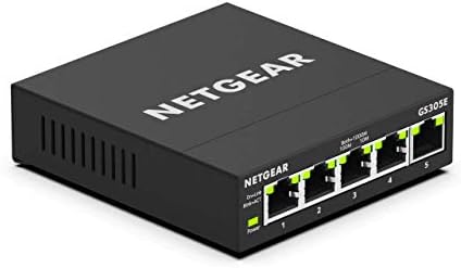 NETGEAR 5 Port Gigabit Ethernet Managed Network Switch (GS305E) - Desktop or Wall Mount, Home Network Hub, Office Ethernet Splitter, Silent Operation by NETGEAR