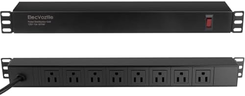 8 Outlet Rack Mount PDU Power Strip, 15A, 125V, 1875W by ElecVoztile