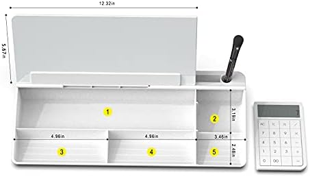 TOWON Glass Desk Whiteboard with Calculator 18x6 in, Desk Organizer, White - Image 7