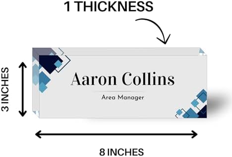 Customized Clear Acrylic Thick 8x3" Desk Name Plate Block with Personalized Logo - Professional Office Decor - Customized Acrylic Plate Gift for Teacher Co-workers (Elegant Squares) - Image 6