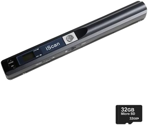Portable Scanner with 32G SD Card, 900DPI JPG PDF Format Portable Handheld Scanner, AA Battery (Not Included) USB Transfer Colour A4 Document Scanner for Business Photo Receipts Books (Black) by KIDENEI
