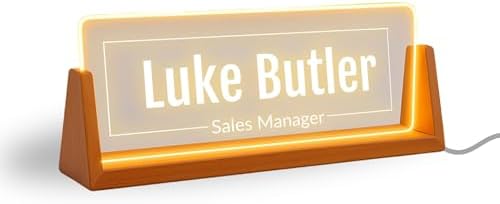 Professional Office Name Plate - Custom Name Plate with Led Stand Acrylic Custom Name Plate for Office Decor Corporate Gift Gift for Team Members Valentines Day (Design 3) by ClickedCraft