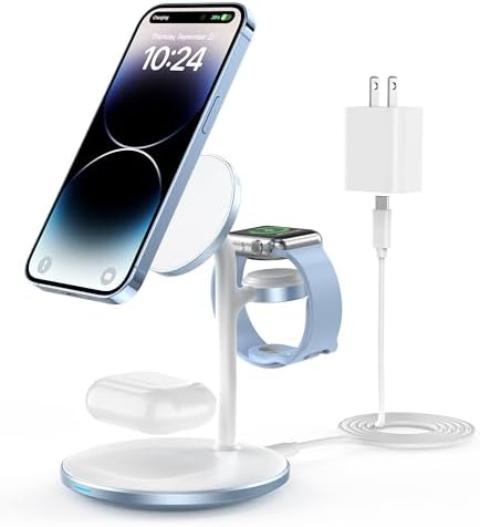 3 in 1 Magnetic Wireless Charging Station for Apple Devices,15W for Magsafe by XooFly