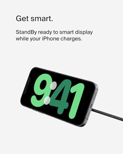 Belkin Wireless Charger for MagSafe, 15W Fast Charging Pad (PSU Not Included) w/ Kick Stand & 6.6ft Long Braided Cable, Compatible w/ iPhone 15, 15 Pro, 15 Pro Max, 14 & 13, and iPhone Mini - Black - Image 5