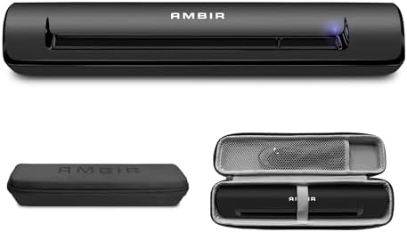 AMBIR TravelScan Pro Portable Document, Business Card and Receipt Scanner - USB Powered for Windows PC's with Hard Shell Travel Case PS600-GO by AmbirTechnology