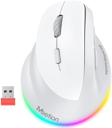 MEETION Left-Handed Wireless Ergonomic Vertical Mouse, Rechargeable - Gray by MEETION