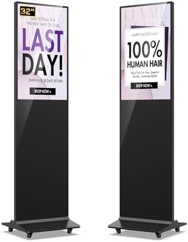 MWE 32 Inch Indoor Floor Standing Digital Signage, CMS System, Advertising Display Kiosk, LCD Screen Commercial Totem Vertical Poster Android OS by QIXZOCV