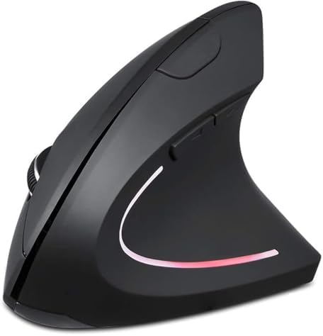 Wireless Mouse Ergonomic Vertical Mouse Ergo LED Light High Precision Optical Cordless Lightweight Mice Gift for Boy Girl Adults for PC Computer Laptop Mac Office,with Side Buttons, 800/1200/1600 DPI by SHARESUNSHINE